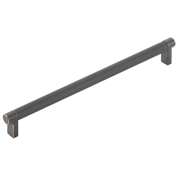Emtek - Select Cabinet Pull 10 In C-C, Rectangular Stem, Knurled Bar