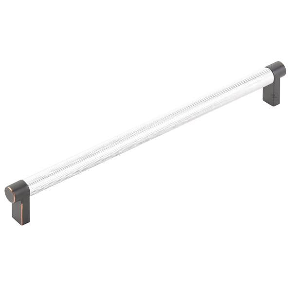 Emtek - Select Cabinet Pull 10 In C-C, Rectangular Stem, Knurled Bar