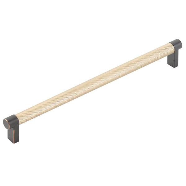 Emtek - Select Cabinet Pull 10 In C-C, Rectangular Stem, Knurled Bar