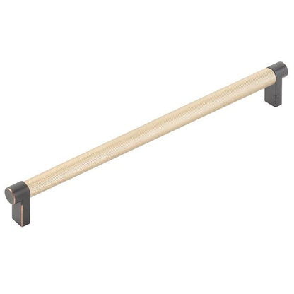 Emtek - Select Cabinet Pull 10 In C-C, Rectangular Stem, Knurled Bar
