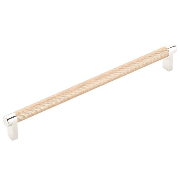 Emtek - Select Cabinet Pull 10 In C-C, Rectangular Stem, Knurled Bar