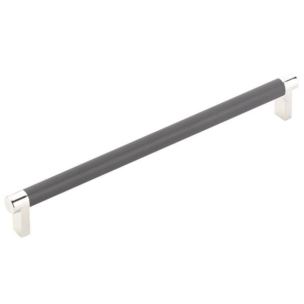 Emtek - Select Cabinet Pull 10 In C-C, Rectangular Stem, Knurled Bar