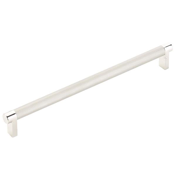 Emtek - Select Cabinet Pull 10 In C-C, Rectangular Stem, Knurled Bar