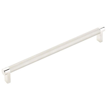 Emtek - Select Cabinet Pull 10 In C-C, Rectangular Stem, Knurled Bar