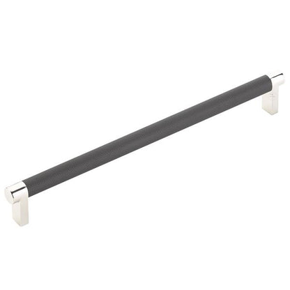 Emtek - Select Cabinet Pull 10 In C-C, Rectangular Stem, Knurled Bar