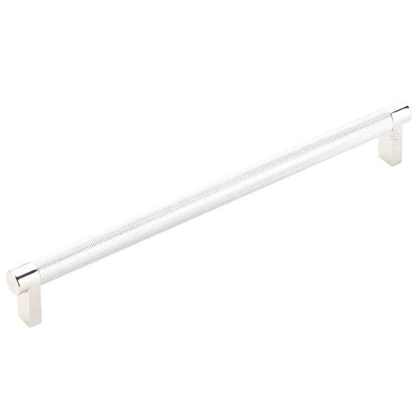 Emtek - Select Cabinet Pull 10 In C-C, Rectangular Stem, Knurled Bar