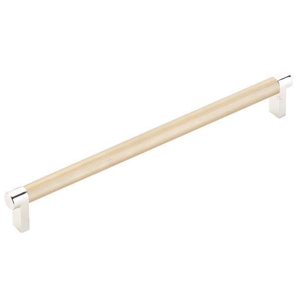 Emtek - Select Cabinet Pull 10 In C-C, Rectangular Stem, Knurled Bar