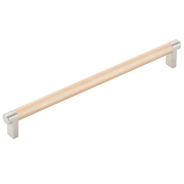 Emtek - Select Cabinet Pull 10 In C-C, Rectangular Stem, Knurled Bar