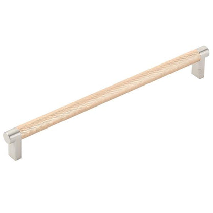 Emtek - Select Cabinet Pull 10 In C-C, Rectangular Stem, Knurled Bar