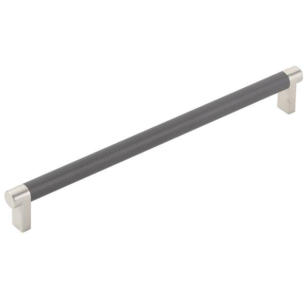 Emtek - Select Cabinet Pull 10 In C-C, Rectangular Stem, Knurled Bar