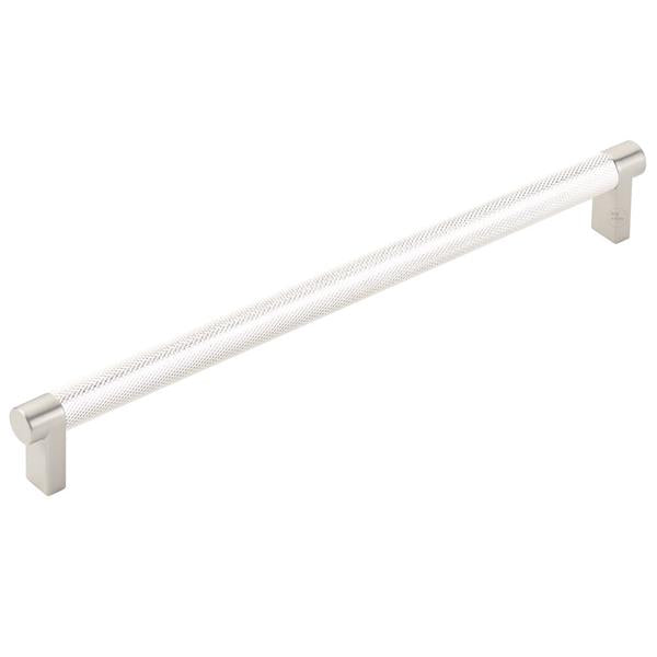 Emtek - Select Cabinet Pull 10 In C-C, Rectangular Stem, Knurled Bar
