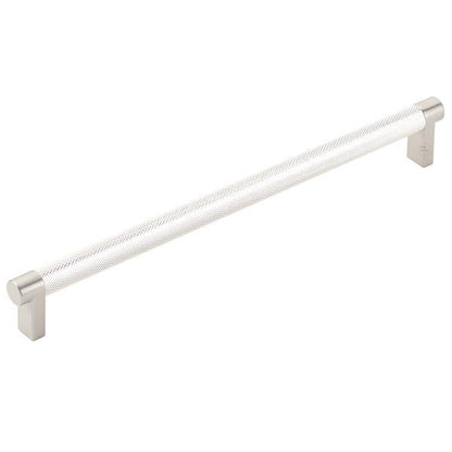 Emtek - Select Cabinet Pull 10 In C-C, Rectangular Stem, Knurled Bar