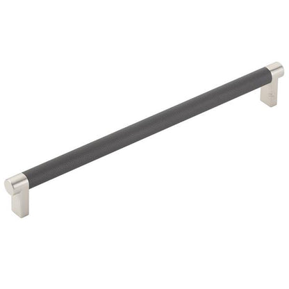 Emtek - Select Cabinet Pull 10 In C-C, Rectangular Stem, Knurled Bar