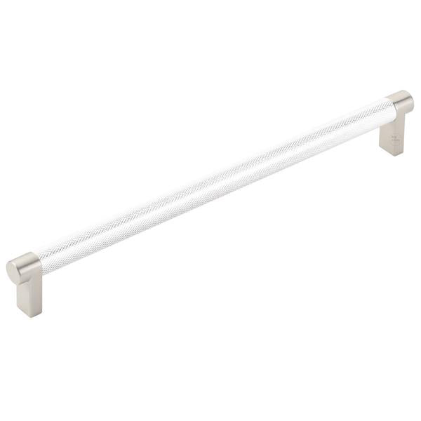 Emtek - Select Cabinet Pull 10 In C-C, Rectangular Stem, Knurled Bar