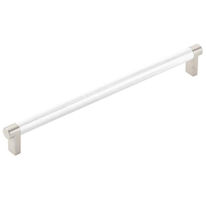Emtek - Select Cabinet Pull 10 In C-C, Rectangular Stem, Knurled Bar