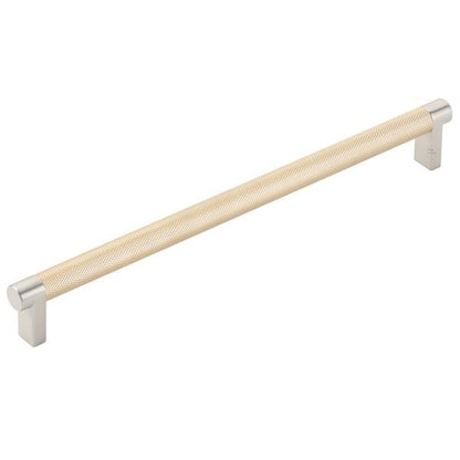Emtek - Select Cabinet Pull 10 In C-C, Rectangular Stem, Knurled Bar