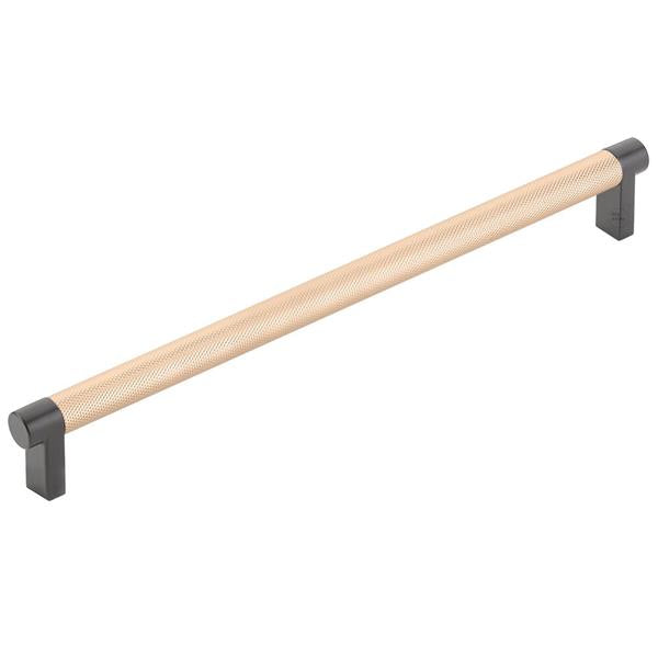 Emtek - Select Cabinet Pull 10 In C-C, Rectangular Stem, Knurled Bar
