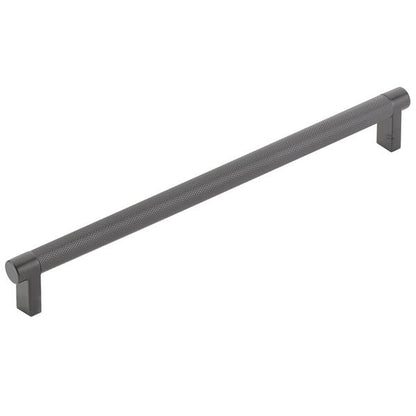Emtek - Select Cabinet Pull 10 In C-C, Rectangular Stem, Knurled Bar