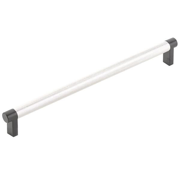 Emtek - Select Cabinet Pull 10 In C-C, Rectangular Stem, Knurled Bar