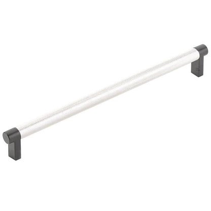 Emtek - Select Cabinet Pull 10 In C-C, Rectangular Stem, Knurled Bar