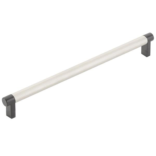 Emtek - Select Cabinet Pull 10 In C-C, Rectangular Stem, Knurled Bar