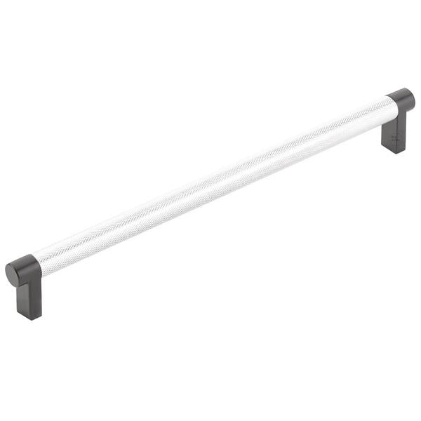 Emtek - Select Cabinet Pull 10 In C-C, Rectangular Stem, Knurled Bar