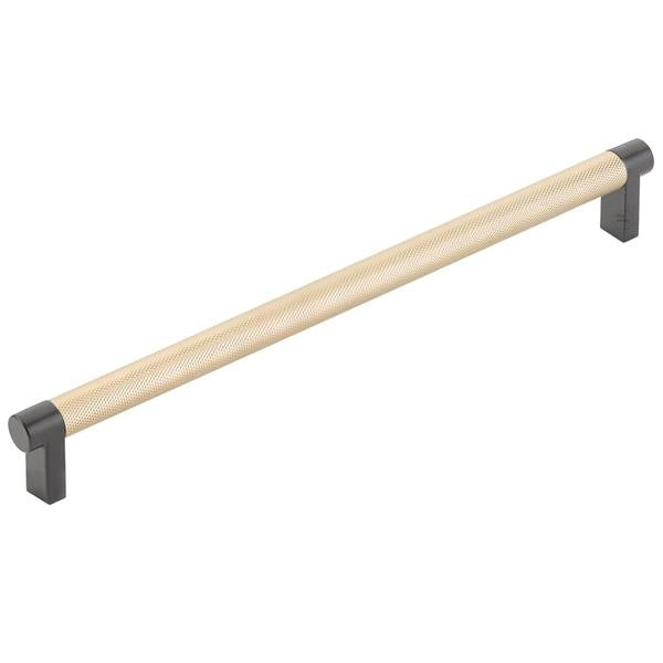 Emtek - Select Cabinet Pull 10 In C-C, Rectangular Stem, Knurled Bar