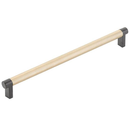 Emtek - Select Cabinet Pull 10 In C-C, Rectangular Stem, Knurled Bar