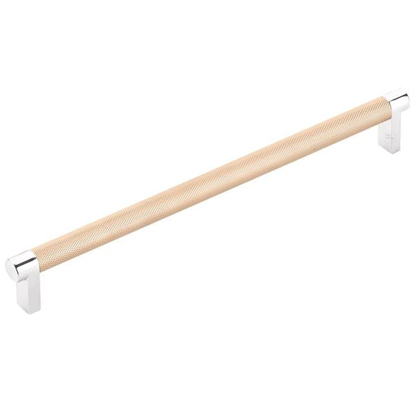 Emtek - Select Cabinet Pull 10 In C-C, Rectangular Stem, Knurled Bar