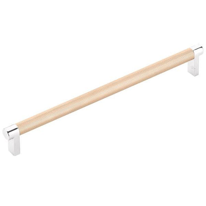 Emtek - Select Cabinet Pull 10 In C-C, Rectangular Stem, Knurled Bar