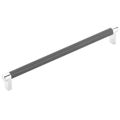 Emtek - Select Cabinet Pull 10 In C-C, Rectangular Stem, Knurled Bar