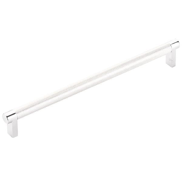 Emtek - Select Cabinet Pull 10 In C-C, Rectangular Stem, Knurled Bar