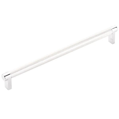 Emtek - Select Cabinet Pull 10 In C-C, Rectangular Stem, Knurled Bar