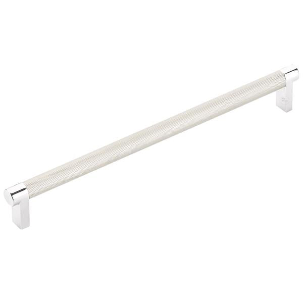 Emtek - Select Cabinet Pull 10 In C-C, Rectangular Stem, Knurled Bar
