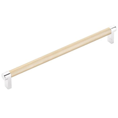 Emtek - Select Cabinet Pull 10 In C-C, Rectangular Stem, Knurled Bar
