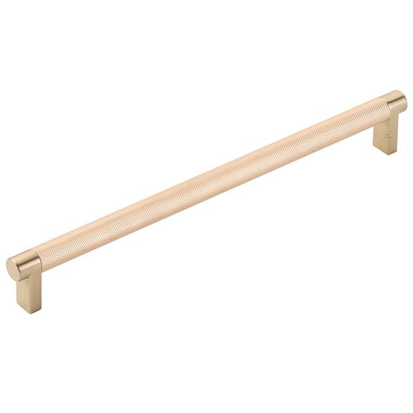Emtek - Select Cabinet Pull 10 In C-C, Rectangular Stem, Knurled Bar