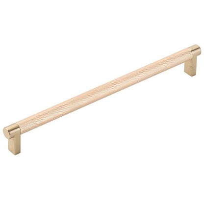 Emtek - Select Cabinet Pull 10 In C-C, Rectangular Stem, Knurled Bar