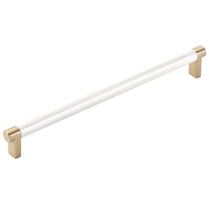 Emtek - Select Cabinet Pull 10 In C-C, Rectangular Stem, Knurled Bar