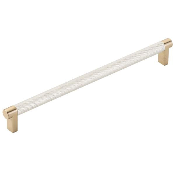 Emtek - Select Cabinet Pull 10 In C-C, Rectangular Stem, Knurled Bar