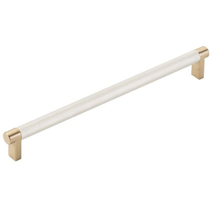 Emtek - Select Cabinet Pull 10 In C-C, Rectangular Stem, Knurled Bar