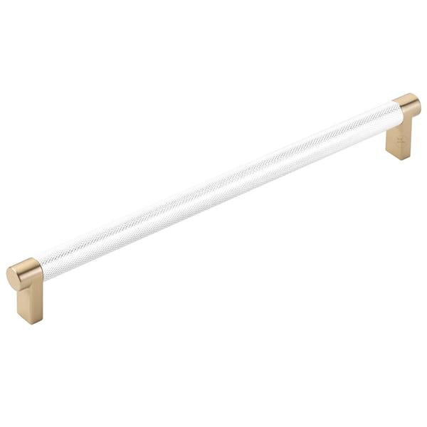 Emtek - Select Cabinet Pull 10 In C-C, Rectangular Stem, Knurled Bar
