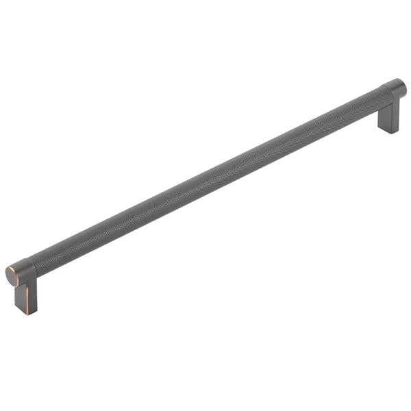 Emtek - Select Cabinet Pull 12 In C-C, Rectangular Stem, Knurled Bar