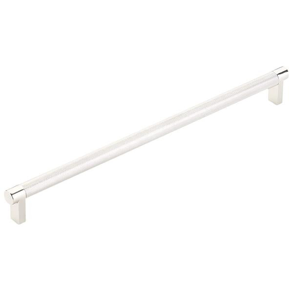 Emtek - Select Cabinet Pull 12 In C-C, Rectangular Stem, Knurled Bar