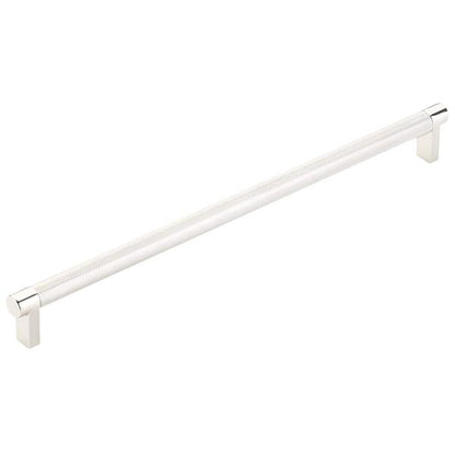 Emtek - Select Cabinet Pull 12 In C-C, Rectangular Stem, Knurled Bar