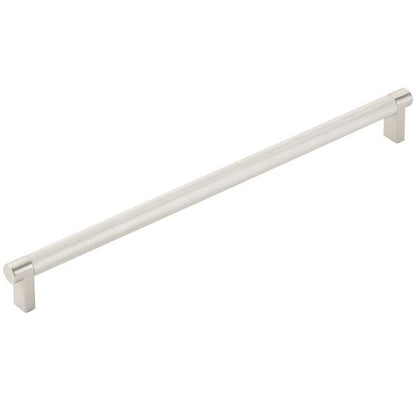 Emtek - Select Cabinet Pull 12 In C-C, Rectangular Stem, Knurled Bar