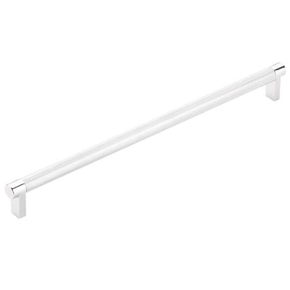 Emtek - Select Cabinet Pull 12 In C-C, Rectangular Stem, Knurled Bar