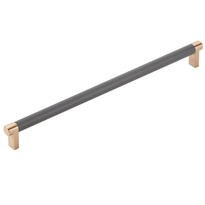 Emtek - Select Cabinet Pull 12 In C-C, Rectangular Stem, Knurled Bar