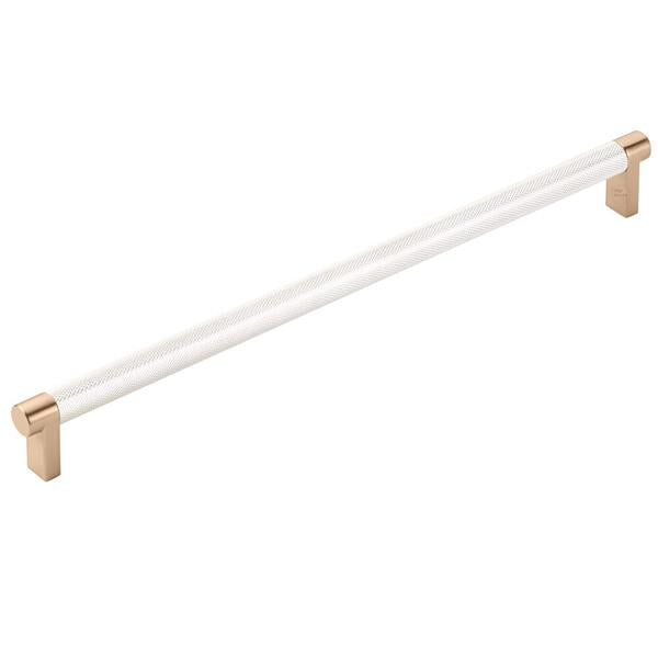 Emtek - Select Cabinet Pull 12 In C-C, Rectangular Stem, Knurled Bar