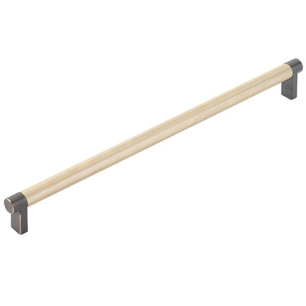 Emtek - Select Cabinet Pull 12 In C-C, Rectangular Stem, Knurled Bar