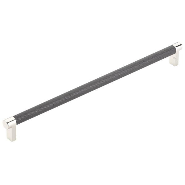 Emtek - Select Cabinet Pull 12 In C-C, Rectangular Stem, Knurled Bar